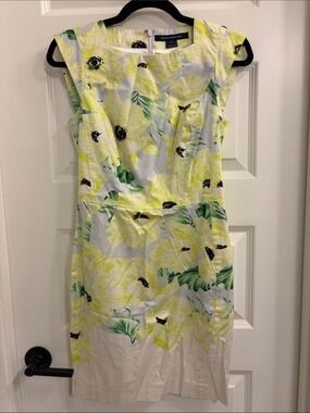 French Connection Yellow Floral Midi Dress